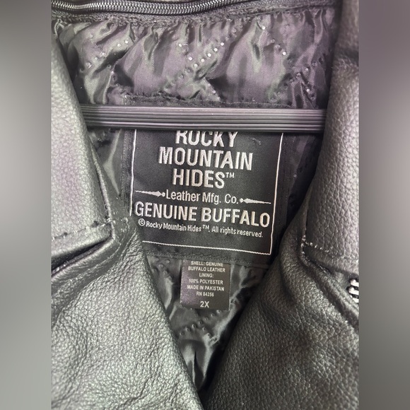 NWT Rocky Mountain Hides Genuine Buffalo Leather Braided Motorcycle Jacket 2X - Picture 5 of 15